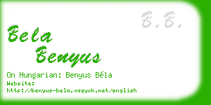 bela benyus business card